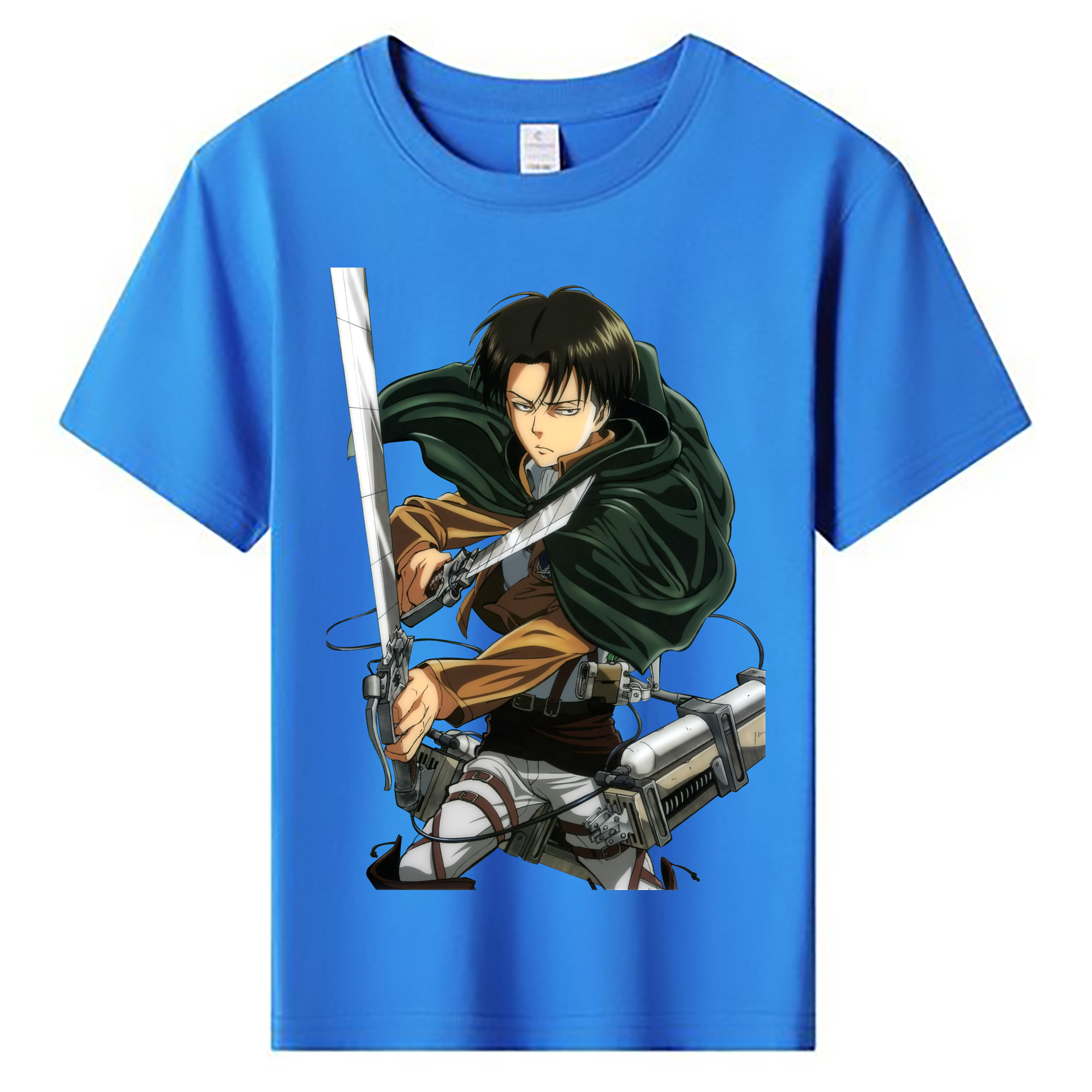 （画像用） 進撃の巨人 リヴァイ·アッカーマン Attack on Titan Levi Ackerman 綿100％キッズTシャツ（フロントプリント）